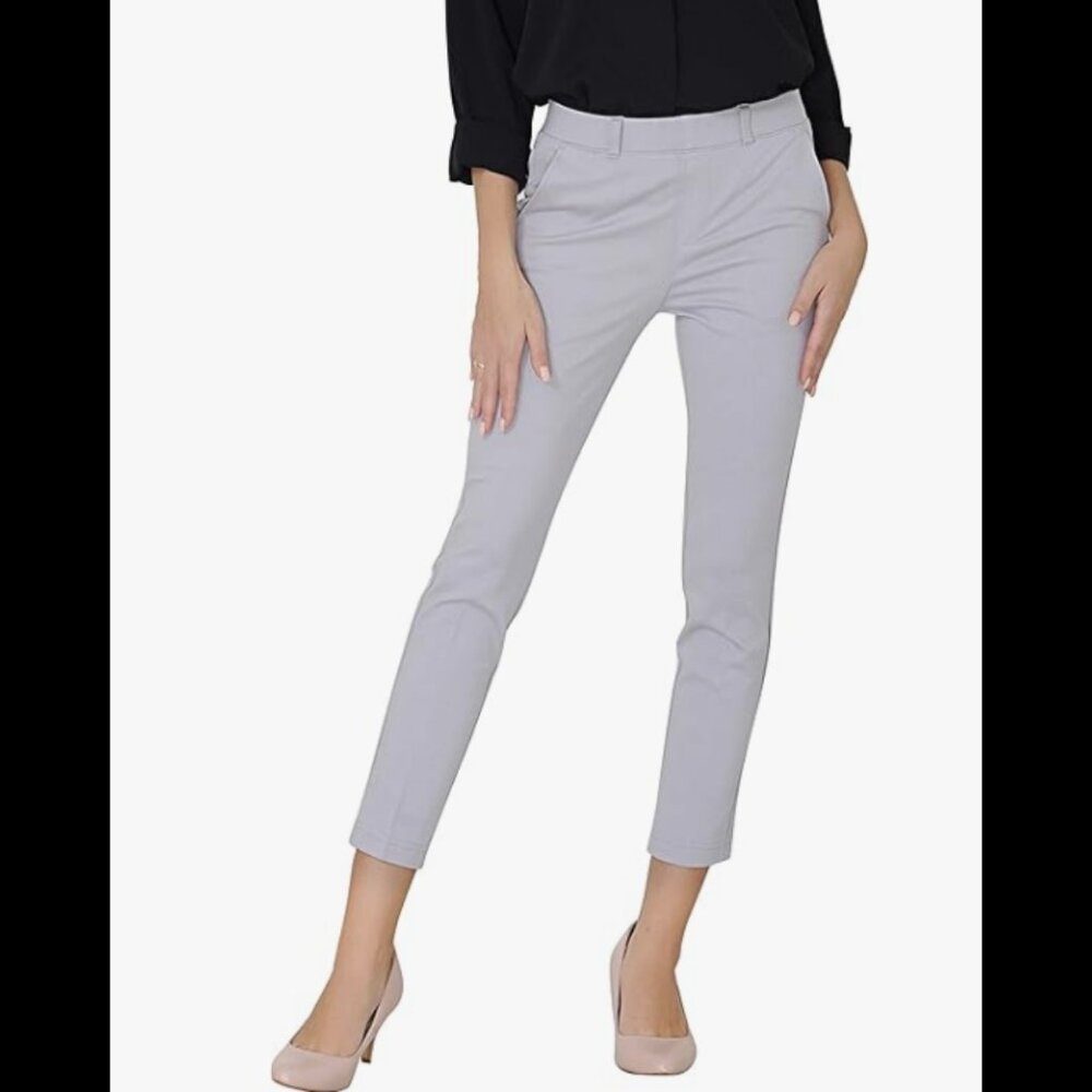 Gray Slim Pull On Dress Pants Stretch Ankle Size 0